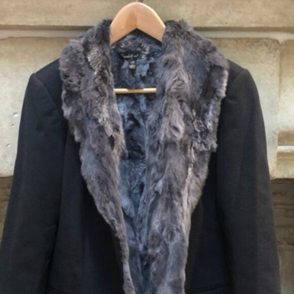 Elizabeth and James Jackets & Blazers - Elizabeth & James Grey Blazer with Grey Rabbit Fur Detachable Vest size M